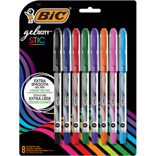 BIC Gelocity Stic Pen, 0.7mm, x8 Assorted