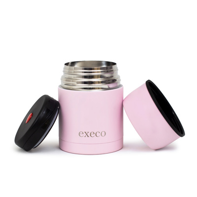 EXECO Insulated Lunch Container, 600mL, Mat Pink