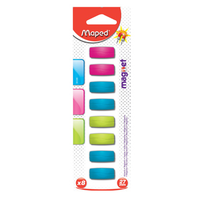 MAPED Assorted 27mm Magnets, 8 Pack