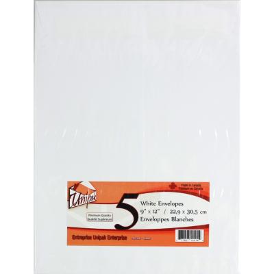 UNIPAK White Envelopes 9"x12", 5 Pack