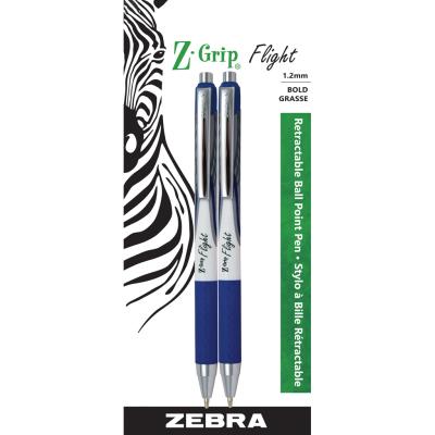 ZEBRA Z-Grip Flight Ball Pen, 1.2mm, x2 Blue