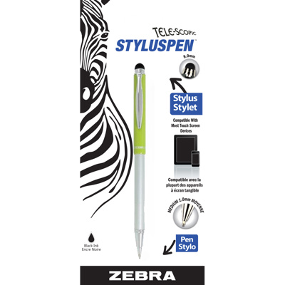 ZEBRA Telescopic Stylus Pen, 1.0mm, Lime Green