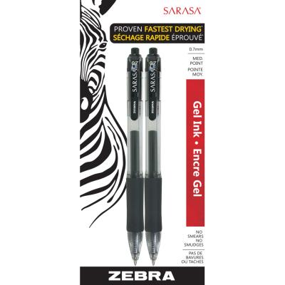 ZEBRA Sarasa Gel Pen, Quick-dry, 0.7mm, x2 Black