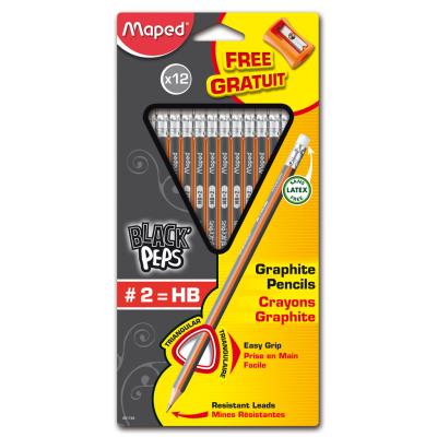 MAPED Black'Peps HB Graphite Pencils + Sharpener, x12