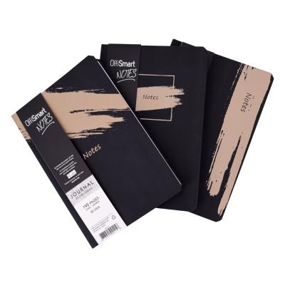 OFFISMART Gold Brush Leatherette Notebook, Ruled, A5 (5.8" x 8.3"), 192pg