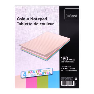 OFFISMART Pastel Writing Pad, Ruled, 8.5"x11", 120pg