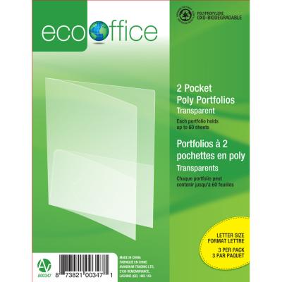 ECOOFFICE 2-Pocket Portfolio, 3 Pack, Clear