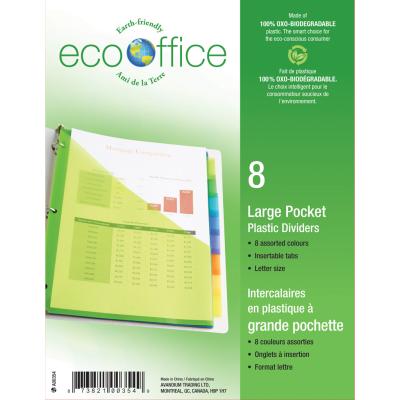 ECOOFFICE 8 Poly Index Tab Dividers with 1 Pocket