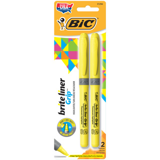 BIC Brite-Liner Grip Highlighter, x2 Yellow