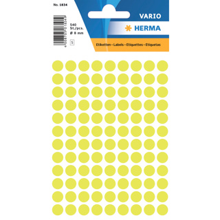 HERMA VARIO Colour-Coding Round Labels, Ø 8 mm Dots, Fluo Yellow