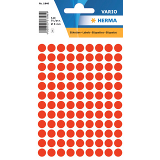 HERMA VARIO Colour-Coding Round Labels, Ø 8 mm Dots, Fluo Red