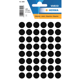 HERMA VARIO Colour-Coding Round Labels, Ø 12 mm Dots, Black
