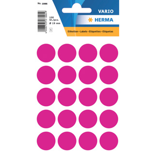 HERMA VARIO Colour-Coding Round Labels, Ø 19 mm Dots, Pink