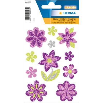 HERMA MAGIC Stickers Flowers, Diamond Glittery