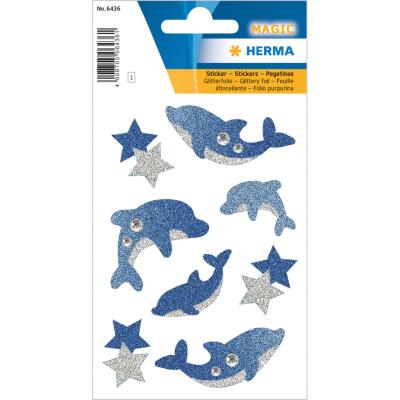 HERMA MAGIC Stickers Dolphins, Diamond Glittery