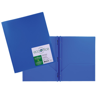 ECOOFFICE Poly 3-Prong Report Cover, 2 Pockets, Dark Blue