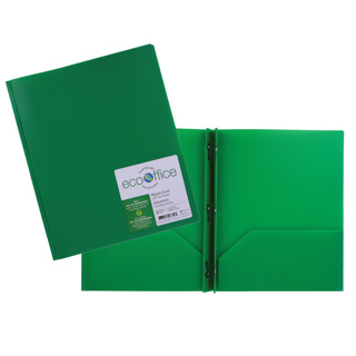 ECOOFFICE Poly 3-Prong Report Cover, 2 Pockets, Dark Green