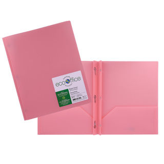 ECOOFFICE Poly 3-Prong Report Cover, 2 Pockets, Pink