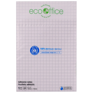 ECOOFFICE White Adhesive Notes, 4"x6", Graph, 100% Recycled