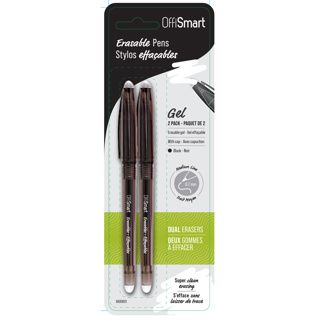 OFFISMART Erasable Gel Pen, 0.7mm, x2 Black