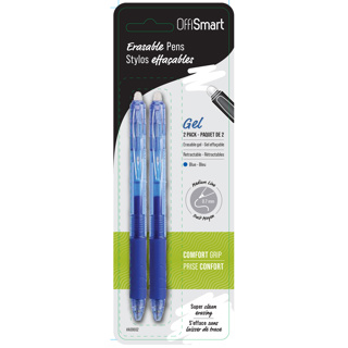 OFFISMART Retractable Erasable Gel Pen, 0.7mm, x2 Bue