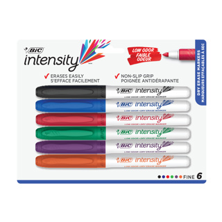 BIC Intensity Dry Erase Markers, Fine Tip, x6 Assorted