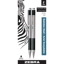 ZEBRA F301 Ball Pen, 0.7mm, x2 Black