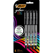 BIC Gelocity Stic Pen, 0.7mm, x4 Black